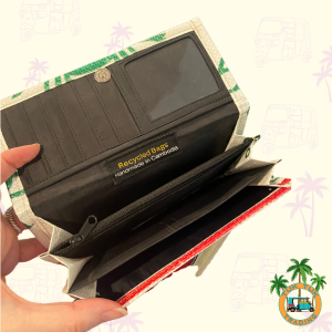 Inside of slim accordion wallet available at TukTuk Trading