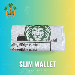 Slim wallet with a lion logo on a gradient background from TukTuk Trading