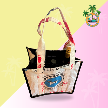 Reusable shopping bag with visible branding on a colorful background. Available at ShopTukTuk.com